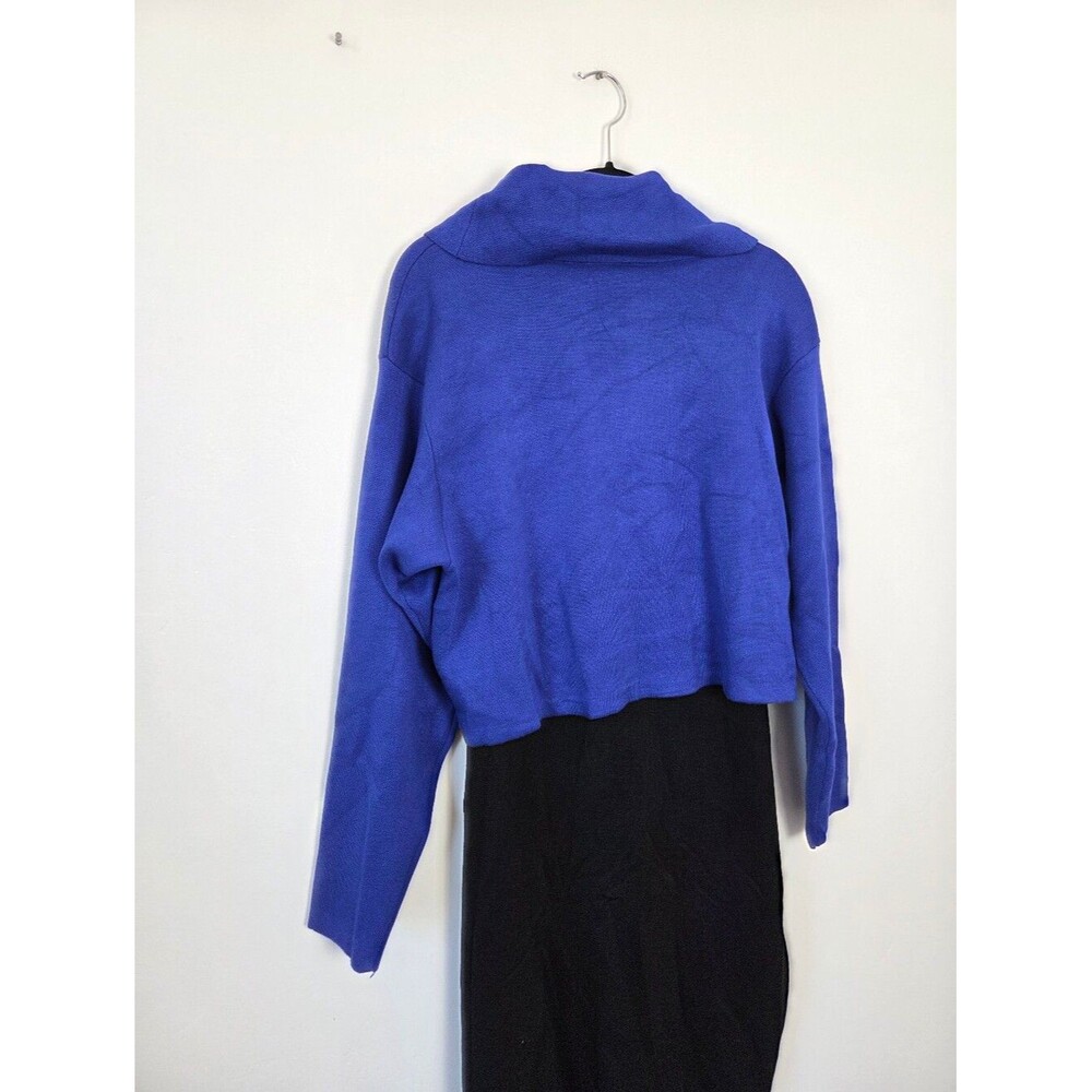 Nina Leonard Sweater Dress Cowl Neck Long Sleeve Cobalt Blue Black Old Money XL - Picture 9 of 11